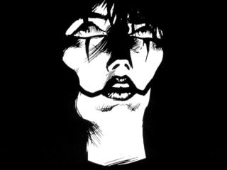 An uplight portrait of Eric Draven from The Crow.